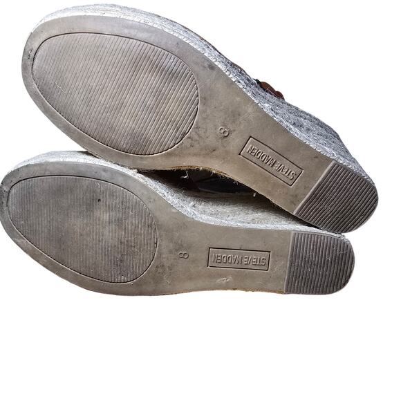Steve Madden Marina Suede Wedge Espadrilles Ankle Strap Buckle Platform Size 8 - Picture 6 of 8
